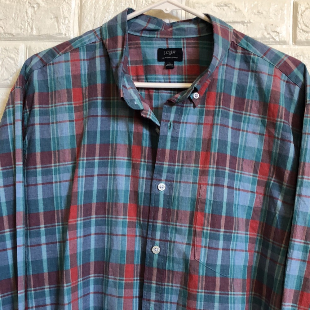 J Crew heathered cotton long sleeve button down shirt XL